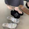 2025 Summer Chunky Woman Slippers Fashion PVC Transparent Platform Wedges Heel Slides Ladies Casual Outdoor Beach Shoes