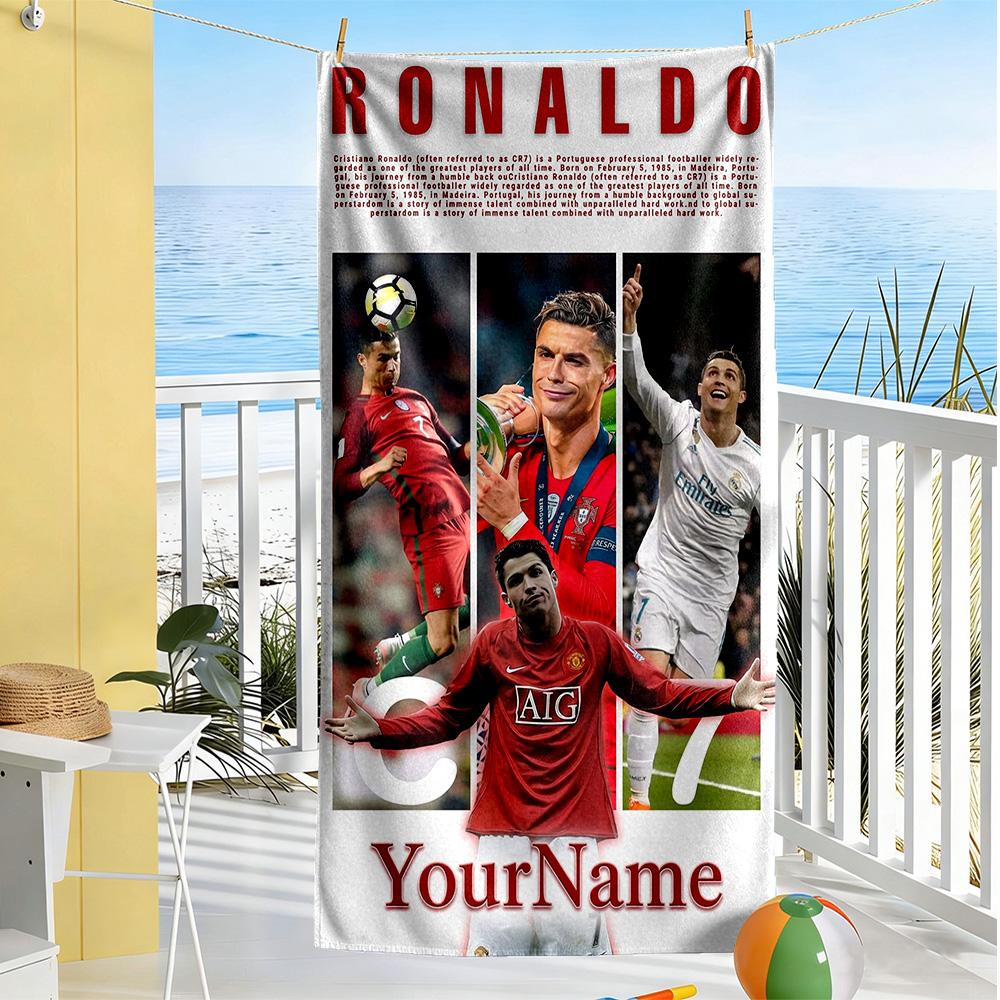 Cristiano Ronaldo Personalized Name Beach Towel Super Soft Microfiber Quickdry Fabric Suitable for Sports Travel Swimming Yoga Bathroom Beach And Pool
