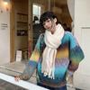 Korean Style Colorful Plaid Scarf for Women Soft Solid Color Scarf Thickened Warm Soft Girl Student Tassel Versatile Mohair