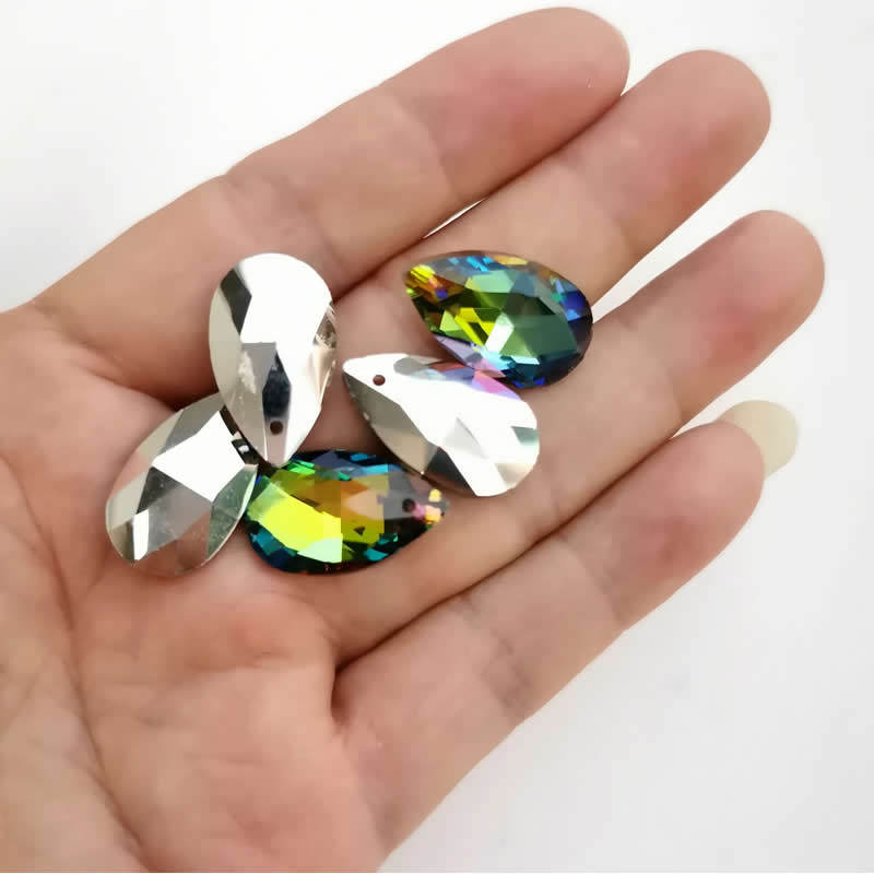 Wholesale lots Faceted Hole Crystal Glass rhinestones Teardrop loose beads jewelry Jewelry beads accessories 8X12/10X14m