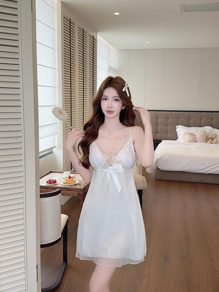 Sexy pajamas women's mesh yarn suspender pajamas 1011 new bow double-layer yarn girly pajamas dress