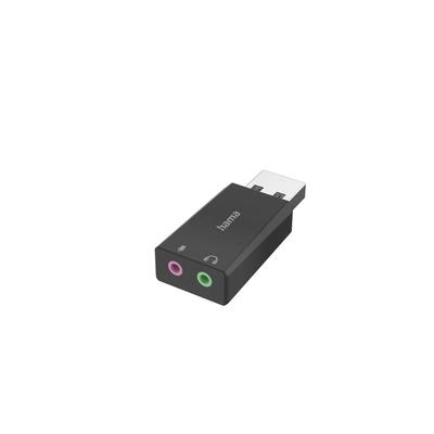 USB-звуковая карта Hama, USB-штекер на 2x3,5-мм гнезда, Стерео, Аудио для ПК