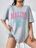 Malibu Beach Letter Print Print Womens T-Shirts Street Casual Tshirt Summer Brand Tee Clothing Hip Hop Breathable Tshirts Women