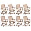 VidaXL Set of 8 Folding Outdoor Chairs, Patio Seats, Balcony Chairs, Garden Patio Furniture, Wood 3075084