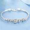 925 Sterling Silver Lucky Beads Charm Cuff Bracelets&Bangle for Women Elegant Adjustable Chain Wedding Jewelry Sl096