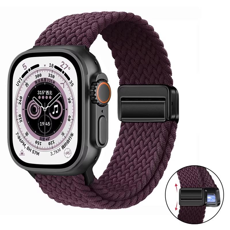 Плетеное нейлоновое петлевое ремешок для Apple Watch Ultra 3 2 49 мм 11 10 46 мм 42 мм 9 8 7 45/41 мм Магнитный ремешок iWatch 6 5 SE 44/40 мм Correa