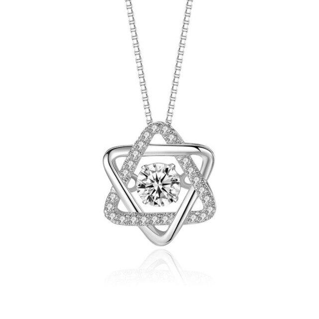 New 925 Sterling Silver Women Necklace Blue Crystal Five-pointed Star Pendant Fashion Small Fresh Clavicle Chain Jewelry Gift