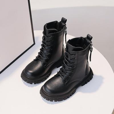 Детские короткие ботинки, зимние детские ботинки Мартин, детские и для маленьких девочек плюшевые кожаные ботинки принцессы для малышей среднего размера