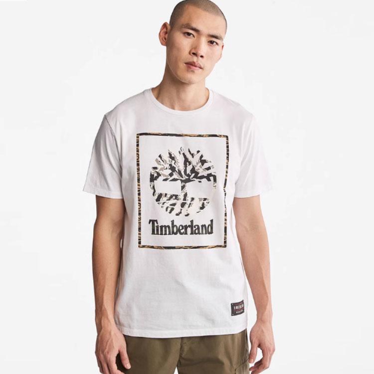 Timberland Футболка с коротким рукавом и круглым вырезом с принтом логотипа Tiger Year Series, мужские топы, белые A27GP-100