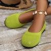 Fashion Women Round Toe Flat Shoes Solid Color Knitted Slip On Shoes Casual Breathable Ballet Flats Women Mesh Loafer Zapatos Para Mujer