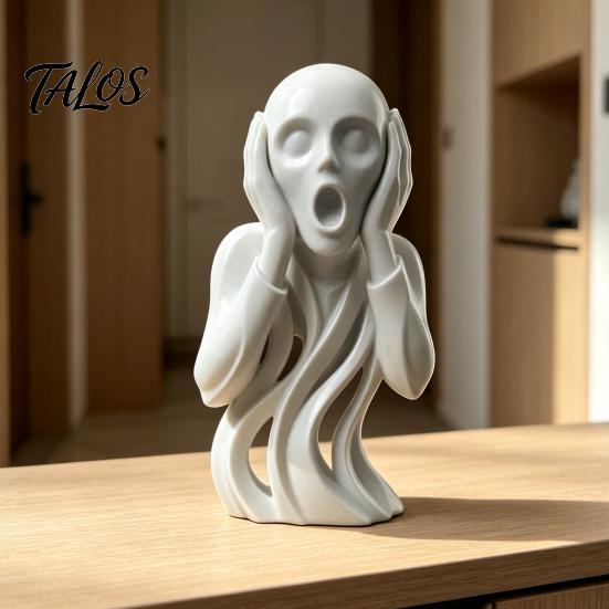Высококачественная скульптура с текстурой, 3D-печать, Статуя «Крик», Абстрактная экспрессионистская фигурка искусства с полой классической формой, Повторно вырезанный текучий дизайн,