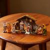 Nativity Scene Set Stable Resin Christmas Manger Figurines for Home Decor Holiday Tabletop Display Gifts