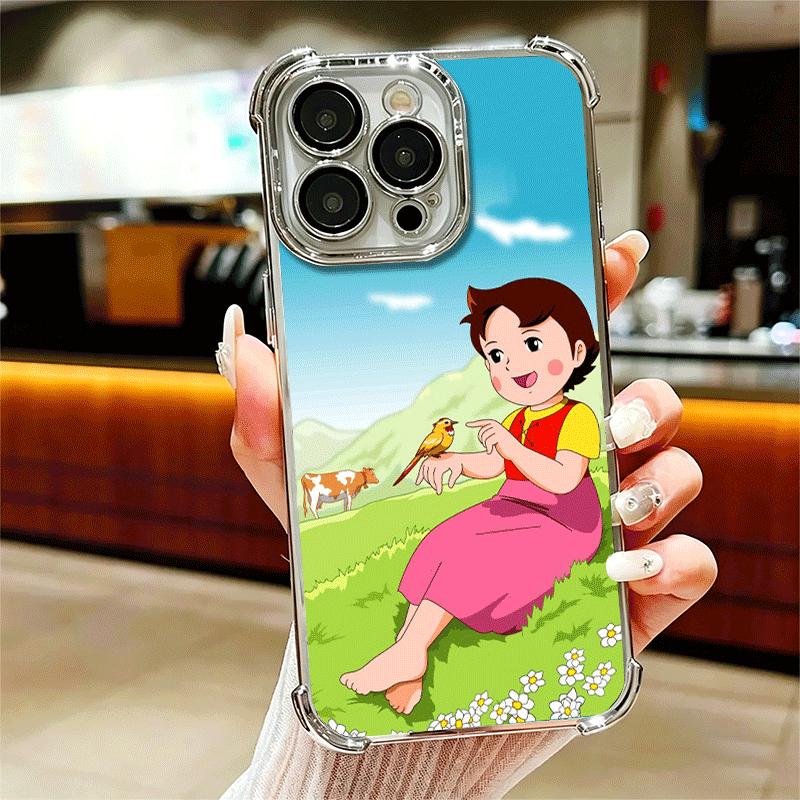 Милый мультяшный чехол Heidi с покрытием для iPhone 16 17 Pro Max Air 16E 14 15 Plus 12 13 Mini, противоударный чехол с подушкой безопасности