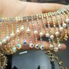 20/40/60cm Imitation Pearl Wave Rhinestone Fringing Crystal Chain Tassels Wedding Decoration Sew On Garment Banding Trim DIY