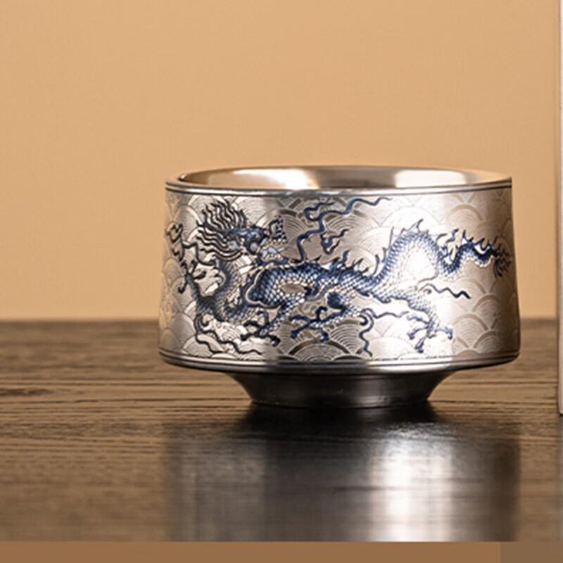 Gilded Silver Dragon Ceramic Kung Fu Gaiwan Tea Set