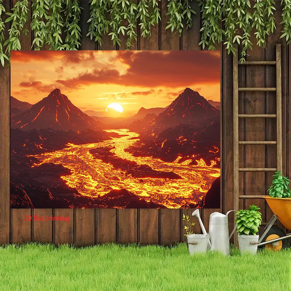 2D plane 1 piece of volcanic wonderland pattern decorative band with lava flowing suitable for birthday celebrations