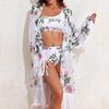 2024 European & American Three-Piece Swimsuit Set: Long Sleeve Sunscreen Cover-up Bikini for Women.
