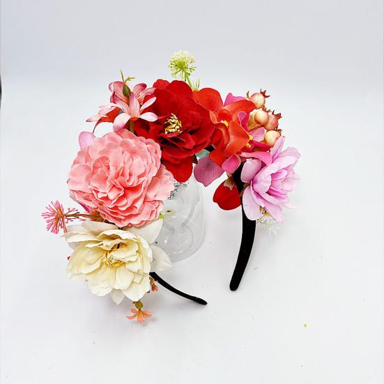Imitation Flower Decor Hair Hoop Elastic Design Travel Party Headband Various Styles Floral