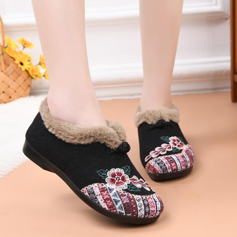 Cloth Shoes, Cotton Shoes, Embroidered Bags, Woolen Shoes, Warm and Comfortable Soft-soled Shoes