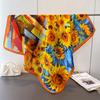 Simulation Silk High-End Sunflower Oil Painting Printing Square Scarf Silk Scarf Shawl Headscarf Neck Protection Scarf