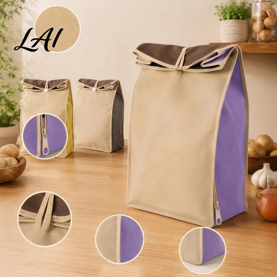 Garlic And Onion Storage Organizers Self Sealing Potato Bag Breathable Non-woven Roll Top Closures Reusable Root Vegetable Keeper Organizer,