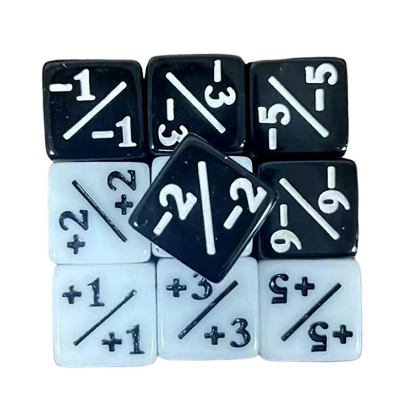 10Pcs 16mm 6 Side Dice Counters +1/1 Counting Dice And Dual Color Positive And Negative Compatible With Card Game Accessories