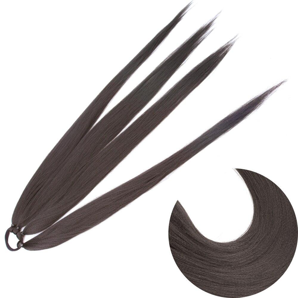 MISS WIG Ponytail Extensions Synthetic Boxing Braids Wrap Around Tail with Rubber Band Hair Ring 26 Inch DIY Brown Ombre Braid