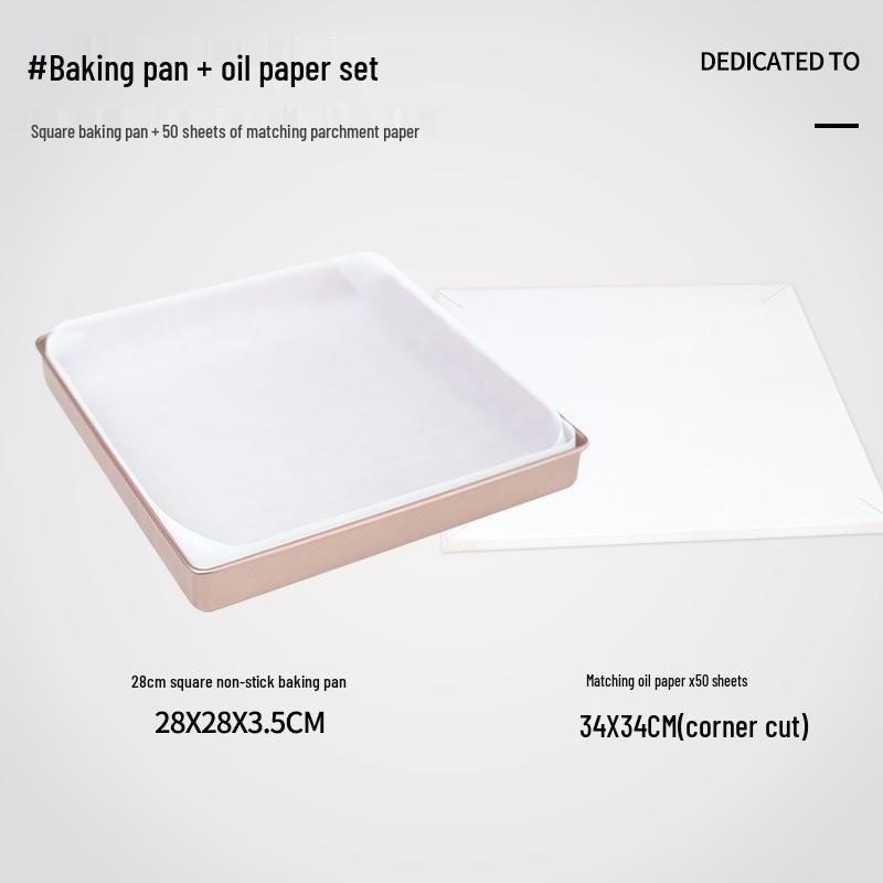 Non-Stick 28×28 Square Baking Tray for Cakes, Biscuits, Nougat, Snowflake Crisp, and BBQ.