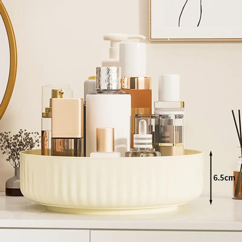 Cream Style Desktop Cosmetics Storage Box Rotatable Acrylic Dressing And Skincare Products Bathroom Washbasin Household Portable Storage Rack Ya411
