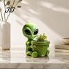 Weather Resistant Flower Containers Funny Alien Planter, Resin Pot, Decorative Plant Unique Yard Art Ornaments Pot for Succulents, Cactus, Sci-fi