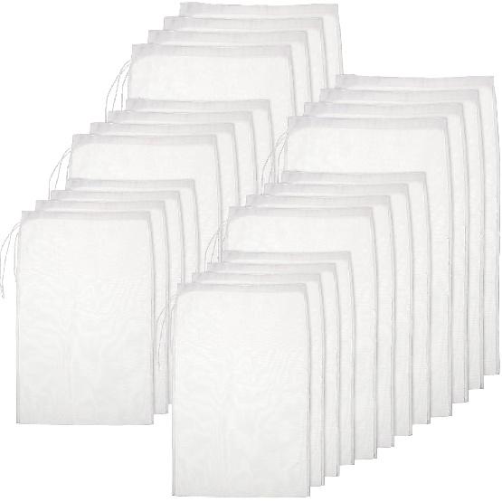 Boao 6 Pack Nut Milk Bags - Reble Food Strainer Bags with Fine Mesh Nylon Drawstring, 3 Sizes