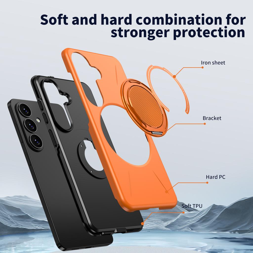 For Samsung Galaxy S26 Magnetic Case Rotating Kickstand TPU + PC Phone Cover