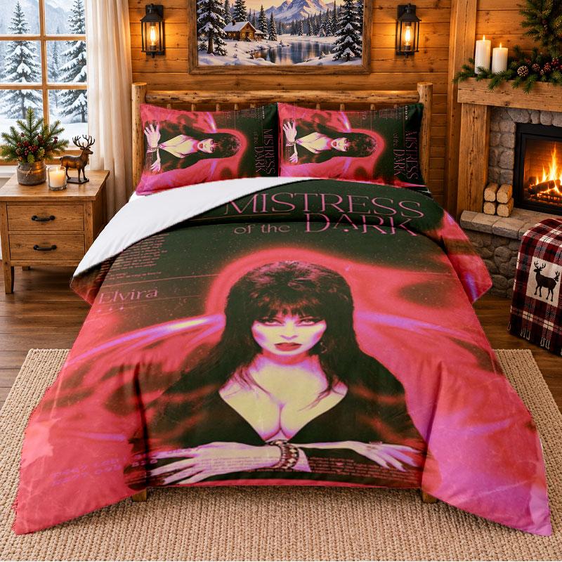 Elvira Mistress of the Dark Pattern Bedding 3Pcs Set Bed Sheet And Pillowcases For Indoor Bedroom