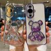 Cartoon Bear Glitter Quicksand Case for Huawei Nova 11 Reno 10 9 Pro Mate 60 50 40 30 Pro P60 P40 Pro Transparent Plating Camera Film Soft Cover