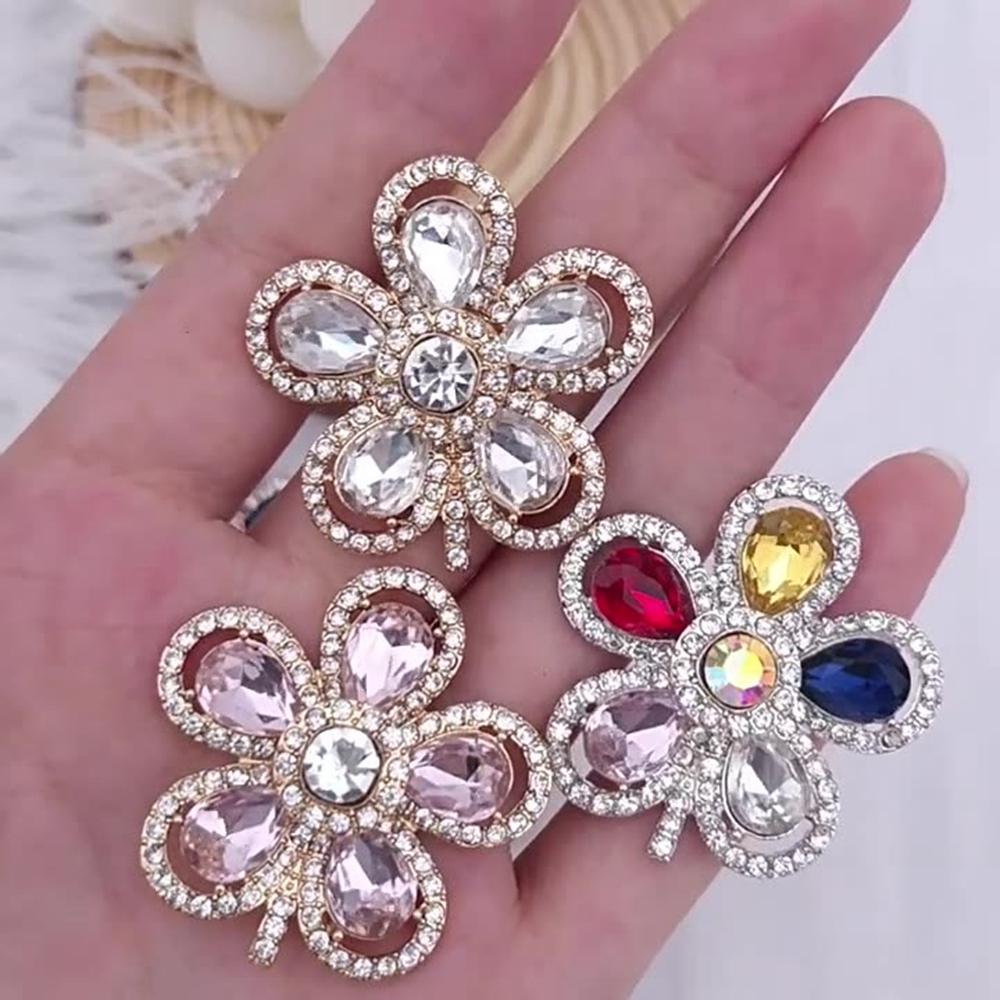 DIY Phone Case Charms Metal Alloy Water Drop Flower Rhinestone Decoration Phone Shell Accessories
