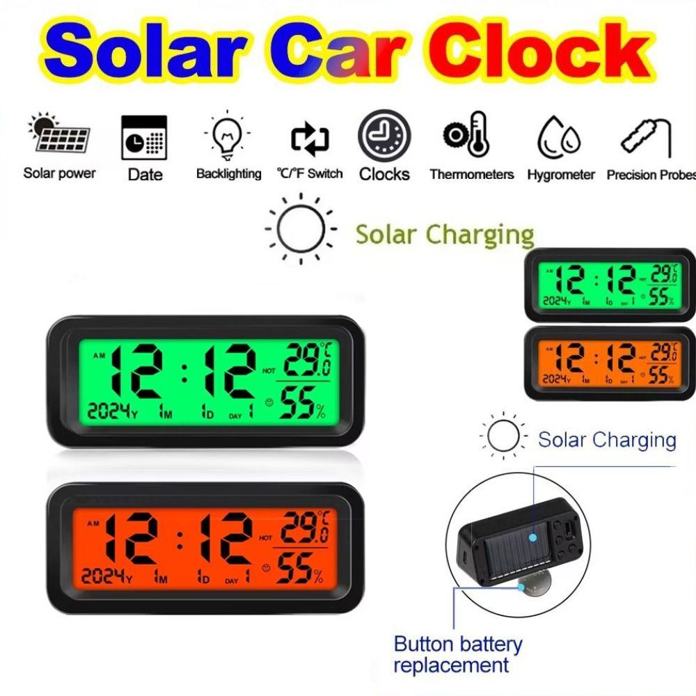 Digital Display Solar Power Digital Car Clock Backlight LCD Digital Solar Car Clock Home Use