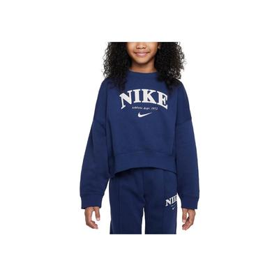 Nike Спортивная одежда Trend Logo Print Crewneck Loose Sweatshirt Детская толстовка Navy-Blue FD0885-410