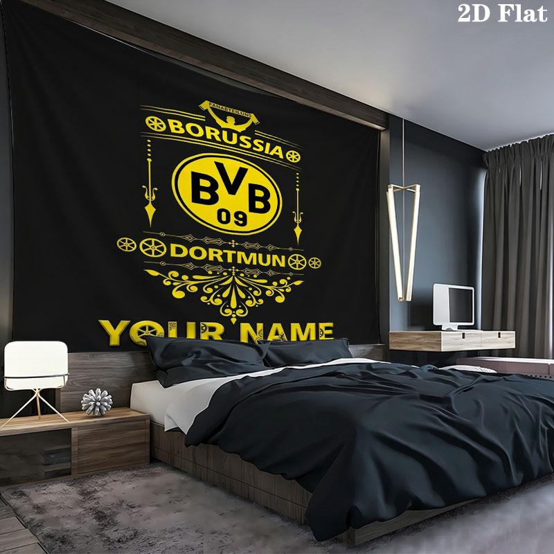 Borussia Custom Name Wall Tapestry Aesthetic Wall Hanging Printed Fabric Blanket Decorative Tapestries for Bedroom Living Room Home Decor