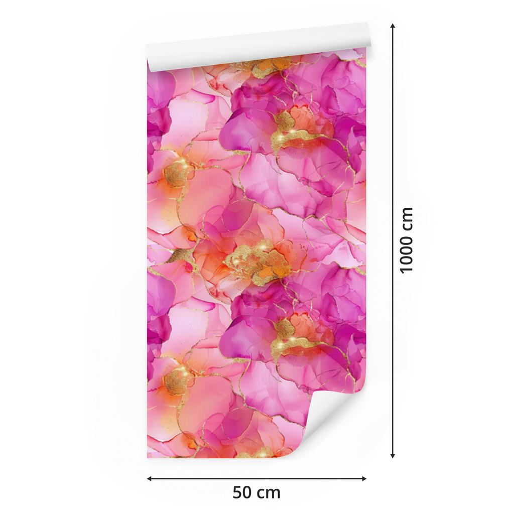 Wallpaper Ink powder pink, purple, coral and peach 50x1000