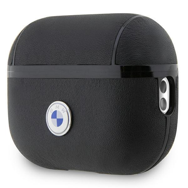 Bmw Bmap2Sslbk Airpods Pro 2(2022/2023) Cover Czarny/Black Geniune Leather Silver Logo