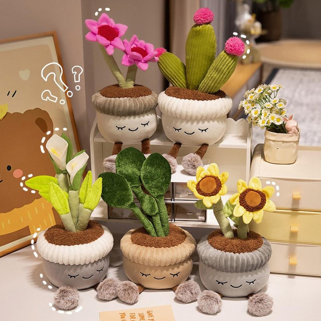 Cute Cartoon Potted Plant Ornament Plush Toy Doll Desktop Decoration Flower Doll Girl Gift,Cute Ornament,Children, Couple Doll Gifts,1pc