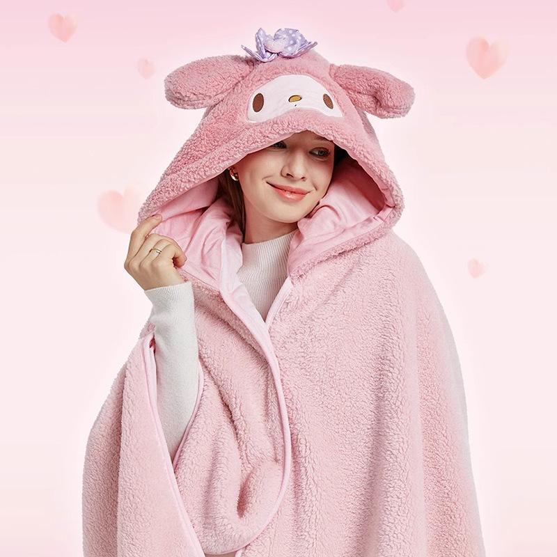 Cute Pet Hooded Nap Blanket: Versatile Plush Shawl for Office & Home