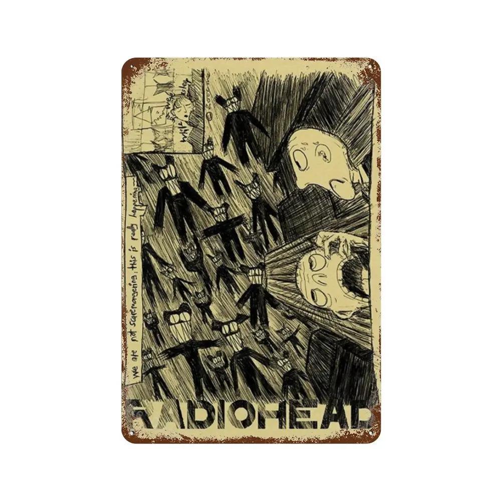 Рок-группа Radiohead Music Art Poster Ретро Металлическая жестяная вывеска Винтажная табличка для дома, комнаты, бара, клуба, мужской пещеры, кафе, декор настенные тарелки