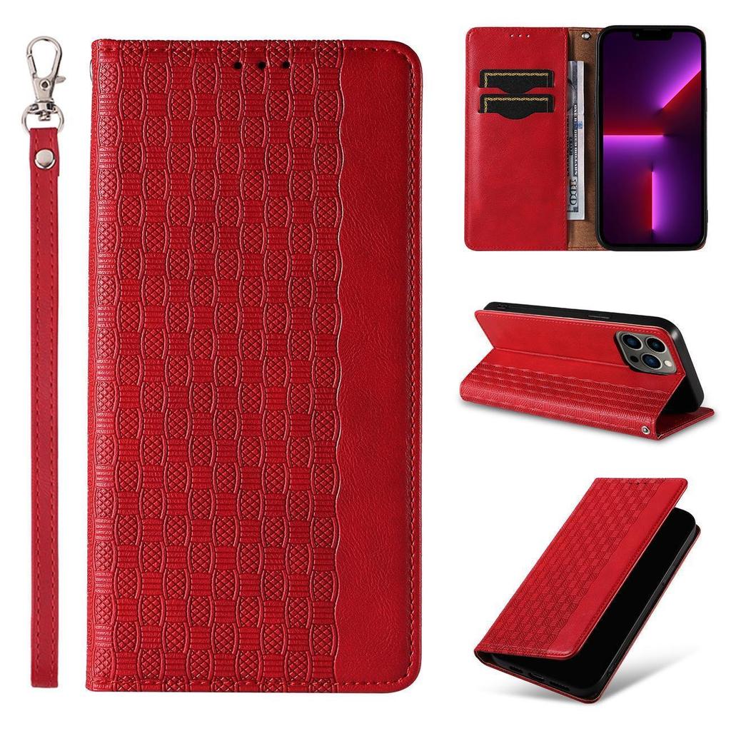 Samsung Galaxy S23+ Magnetic Strap Wallet Case with Stand & Lanyard - Red Cover