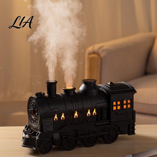 Compact Humidifiers for Desk Vintage Steam Train Aroma Diffuser, 300ml Ultrasonic Cool Mist Humidifier with Dual Essential Oil Vaporizer Relaxation