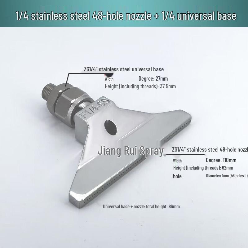 Stainless Steel & Aluminum Alloy Flat Fan Nozzle with 48-60 Widened Holes - High Pressure Universal Air Knife Nozzle