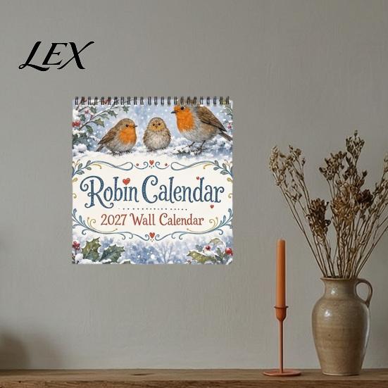Traditional Chinese Monthly Planner 2027 Bird Wall Calendar, 12-Month for Home Office Kitchen, Festival Event Supplies with Beautifully Illustrated