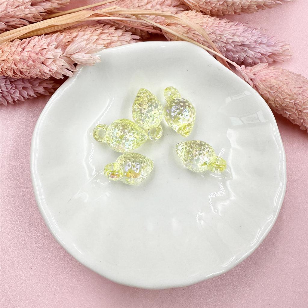 Hanmade 5pcs 9.7*17mm Mobile Phone Chain Pendant for Bracelet Jewelry Making Loose Beads Handmade Transparent Strawberry Jewelry Accessories DIY