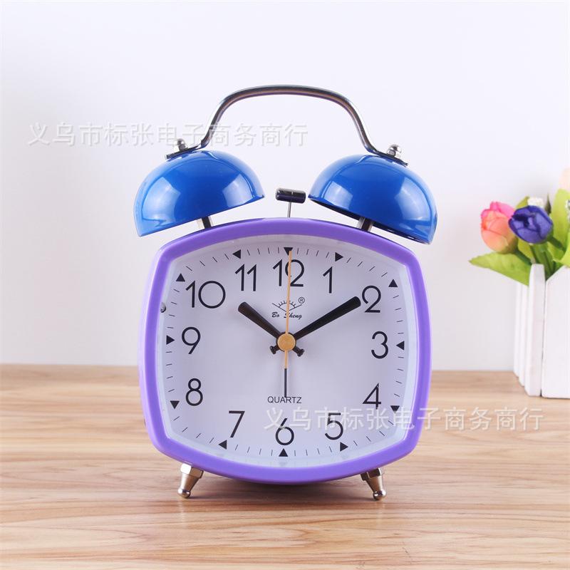 1.1 inch silent alarm clock, double alarm, metal ringing clock, student bedside alarm, desktop clock