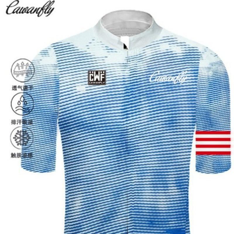 Men Women Cycling Jersey Long Sleeve Breathable Quick Dry Bike Shirt Outdoor Sport Top Sky Blue Light